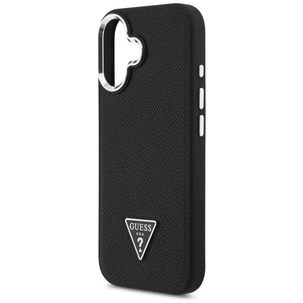 Etui Guess Grained Triangle Logo MagSafe do iPhone 17 czarny